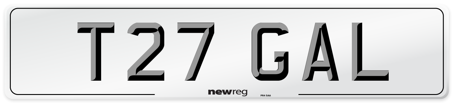T27 GAL Number Plate from New Reg